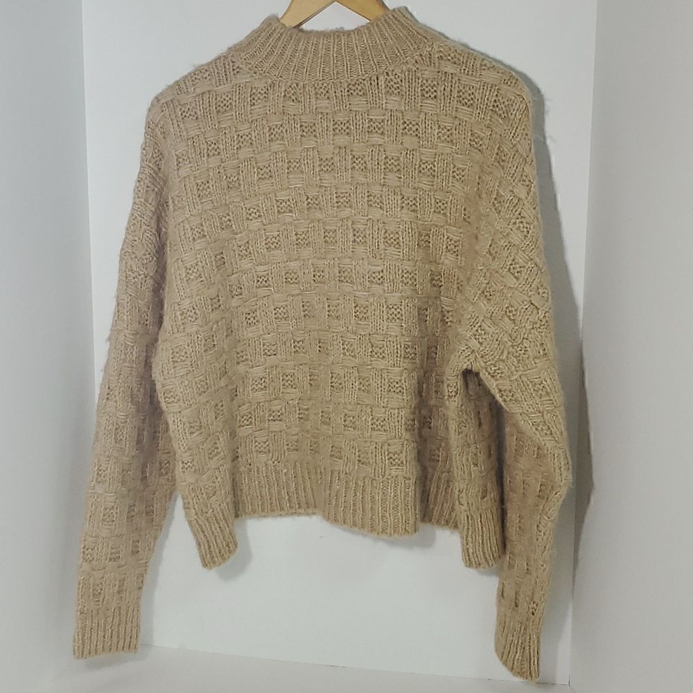 MNG Suit Wool Blend Chunky Knit Oversized Mock Neck Sweater Women's Size M
